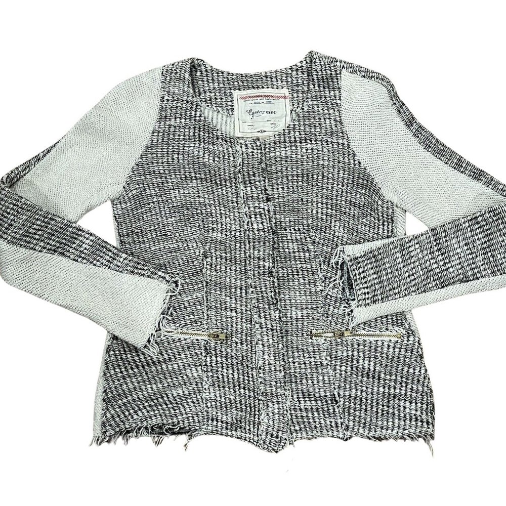 Anthropologie Cartannier Blazer Cardigan Sweater Tweed Long Sleeve Women's Sz XS